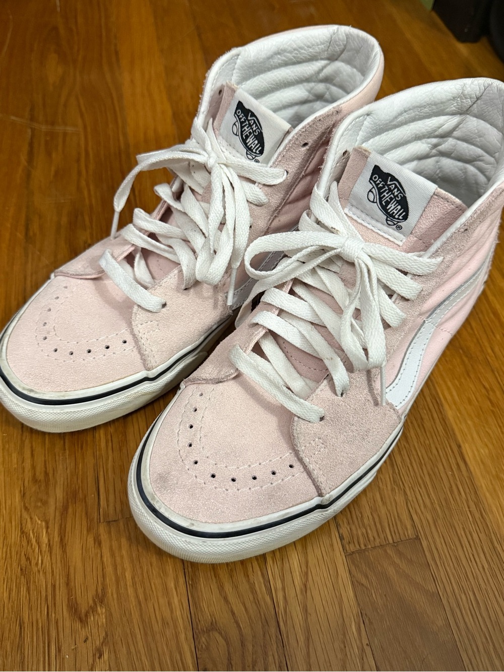 Vans Pink High-Top Suede Sneakers with White Stripe